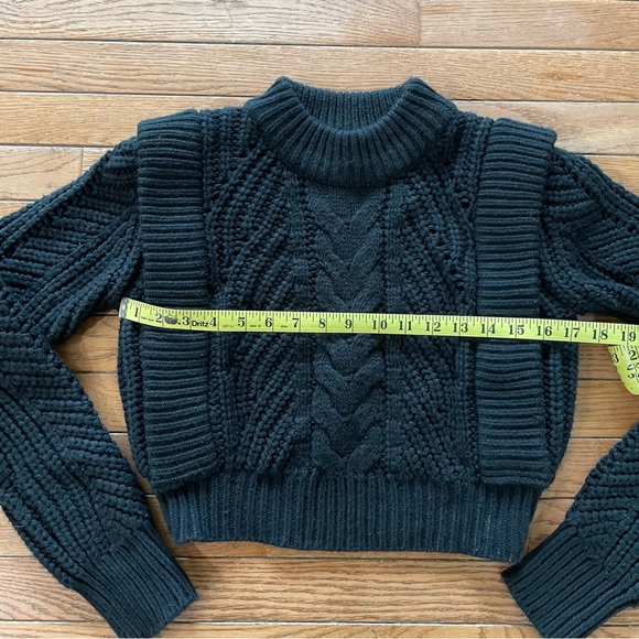 Anthropologie English Factory Cropped Bulky Knit Pull-on Sweater Black XS EUC - Picture 7 of 9